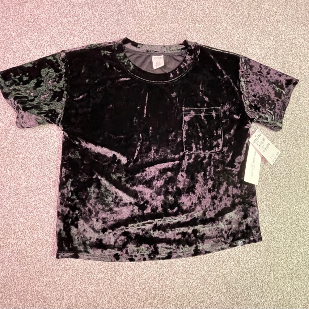 Treasure & Bond Black Crushed Velvet Top Size Girls Medium